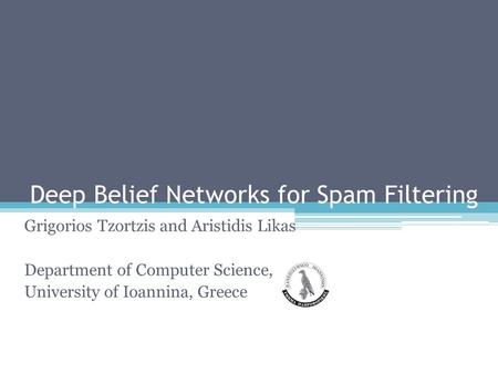 Deep Belief Networks for Spam Filtering