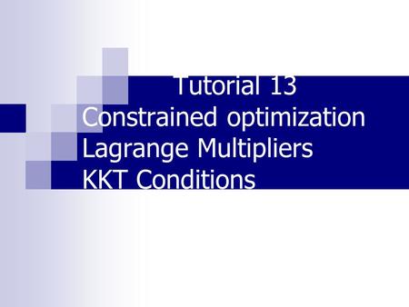 Constrained Optimization