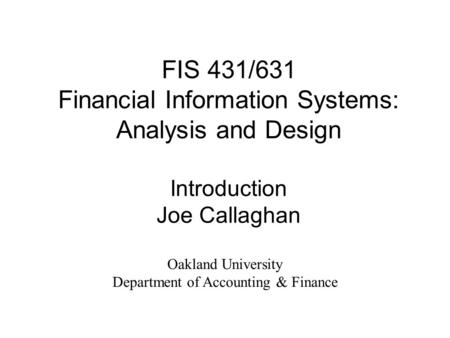 Department of Accounting & Finance