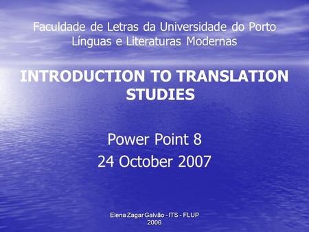 INTRODUCTION TO TRANSLATION STUDIES