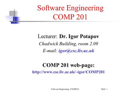 Software Engineering COMP 201