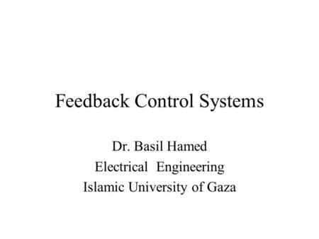 Feedback Control Systems