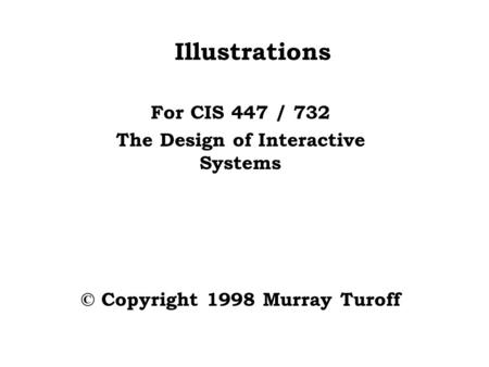 Illustrations For CIS 447 / 732 The Design of Interactive Systems © Copyright 1998 Murray Turoff.