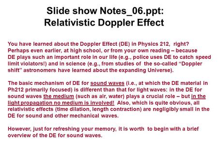 Relativistic Doppler Effect