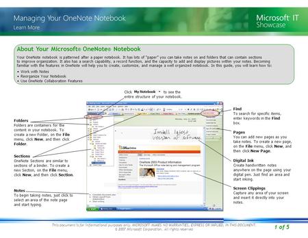 1 of 5 This document is for informational purposes only. MICROSOFT MAKES NO WARRANTIES, EXPRESS OR IMPLIED, IN THIS DOCUMENT. © 2007 Microsoft Corporation.