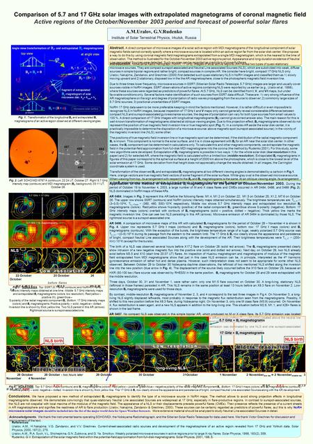 Method and results. The SPIRIT sometimes observes A.M.Uralov, G.V.Rudenko Institute of Solar Terrestrial Physics, Irkutsk, Russia Comparison of 5.7 and.