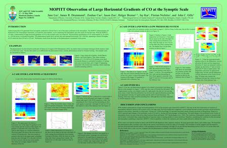  We studied a phenomenon of large horizontal gradients of CO at the synoptic scale observed by MOPITT. This may be the first observation of variation.