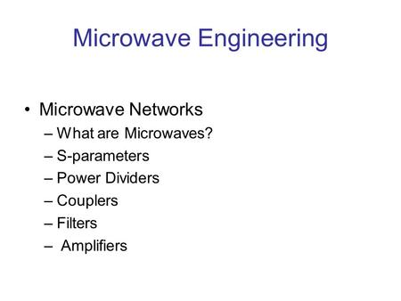 Microwave Engineering