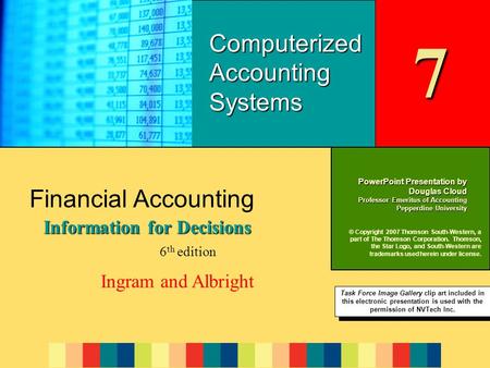 7-1 PowerPoint Presentation by Douglas Cloud Professor Emeritus of Accounting Pepperdine University © Copyright 2007 Thomson South-Western, a part of The.