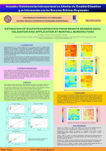 Maliko Tanguy   ESTIMATION OF EVAPOTRANSPIRATION FROM REMOTE SENSING DATA: VALIDATION AND APPLICATION AT BONTIOLI,