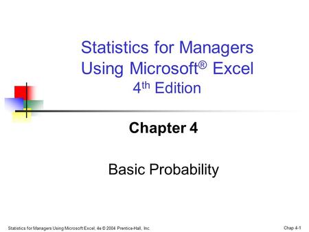 Chapter 4 Basic Probability