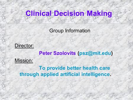 Clinical Decision Making