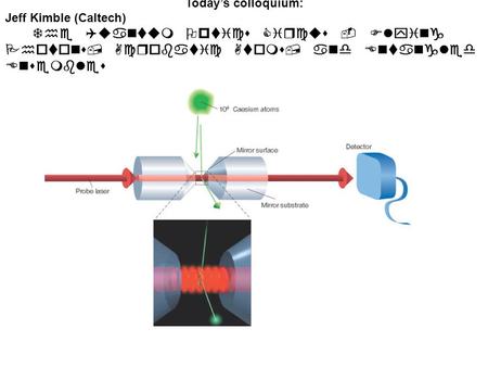 Today’s colloquium: Jeff Kimble (Caltech) The Quantum Optics Circus - Flying Photons, Acrobatic Atoms, and Entangled Ensembles.