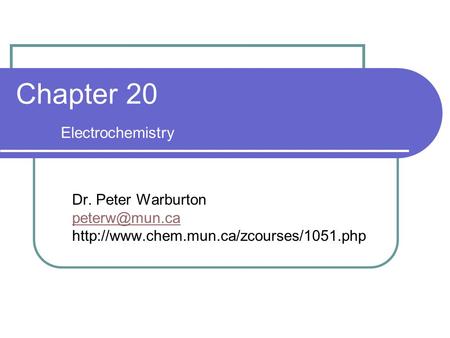 Chapter 20 Electrochemistry