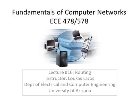 Fundamentals of Computer Networks ECE 478/578 Lecture #16: Routing Instructor: Loukas Lazos Dept of Electrical and Computer Engineering University of Arizona.