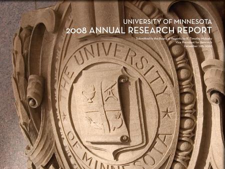 Outline I.Fiscal Year 2008 Highlights II.Research Statistics III.Trend Analysis IV.Comparative Analysis V.Impact: Another Metric for Research VI.Conclusion.