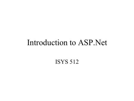 Introduction to ASP.Net