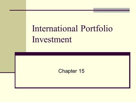 International Portfolio Investment