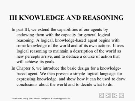 III KNOWLEDGE AND REASONING