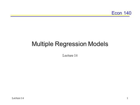 Multiple Regression Models