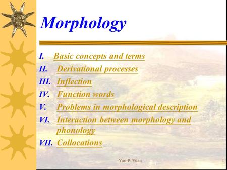 Morphology I. Basic concepts and terms Derivational processes