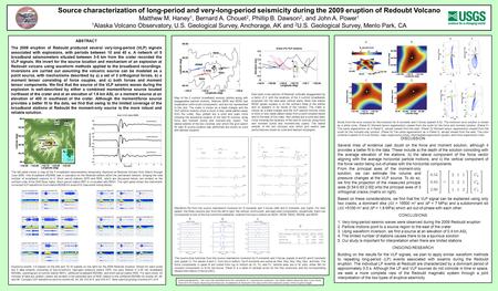 Source characterization of long-period and very-long-period seismicity during the 2009 eruption of Redoubt Volcano Matthew M. Haney 1, Bernard A. Chouet.