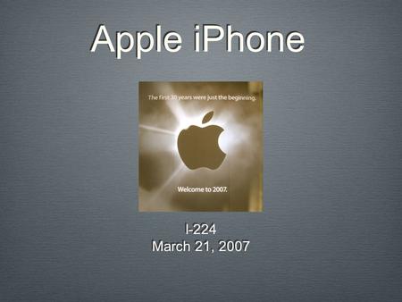 Apple iPhone I-224 March 21, 2007 I-224 March 21, 2007.