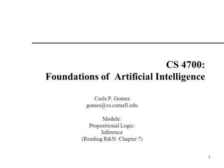 CS 4700: Foundations of Artificial Intelligence