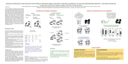 SEQUENCE SPECIFICITY DICTATED BY THE INTERPLAY BETWEEN DIRECT READOUT AND DNA FLEXIBILITY AT THE TATA BOX-BINDING PROTEIN - TATA BOX INTERFACE. Leonardo.