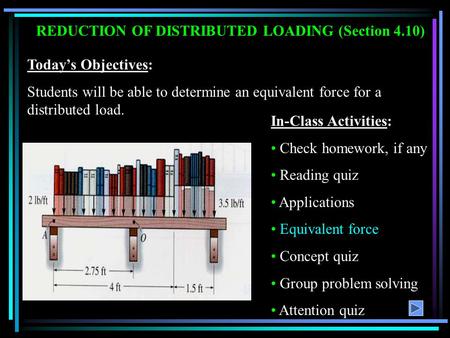 REDUCTION OF DISTRIBUTED LOADING (Section 4.10)