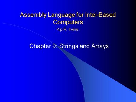 Assembly Language for Intel-Based Computers