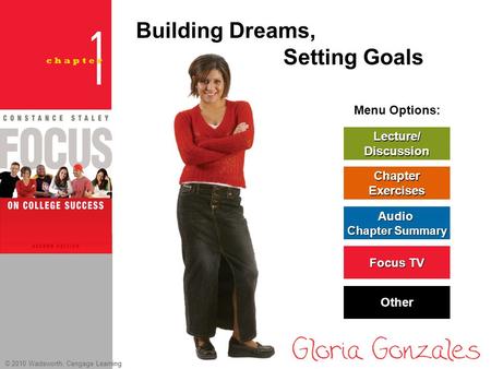 © 2010 Wadsworth, Cengage Learning Menu Options: Focus TV Focus TV Lecture/ Discussion Chapter Exercises Audio Chapter Summary Chapter Summary Other Building.