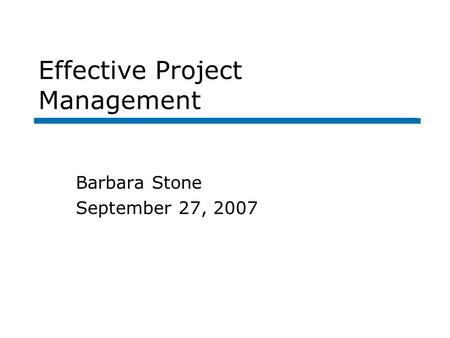 Effective Project Management