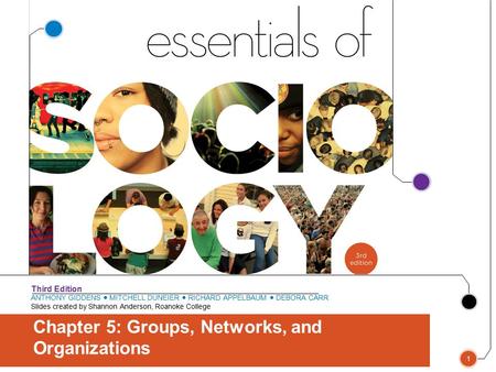 ANTHONY GIDDENS ● MITCHELL DUNEIER ● RICHARD APPELBAUM ● DEBORA CARR Slides created by Shannon Anderson, Roanoke College Third Edition Chapter 5: Groups,