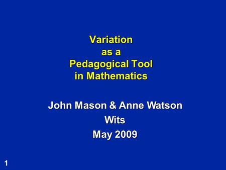 Variation as a Pedagogical Tool in Mathematics