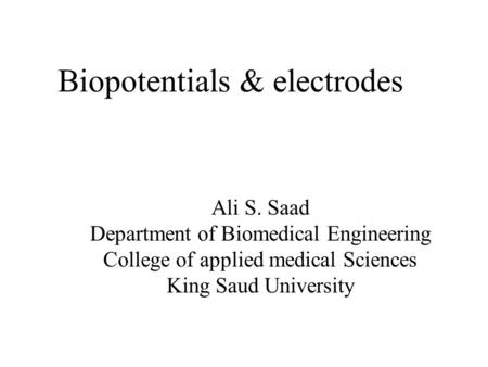 Biopotentials & electrodes