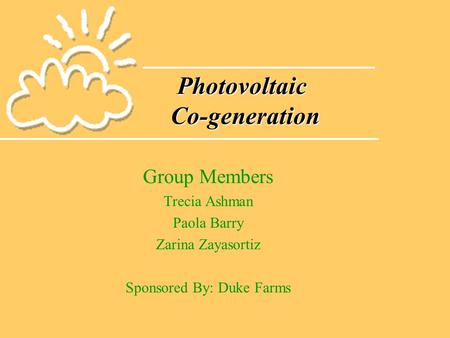 Photovoltaic Co-generation