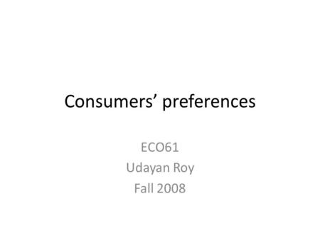 Consumers’ preferences