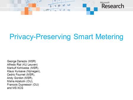 Privacy-Preserving Smart Metering