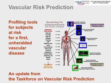 Vascular Risk Prediction Profiling tools for subjects at risk for a first, unheralded vascular disease An update from the Taskforce on Vascular Risk Prediction.