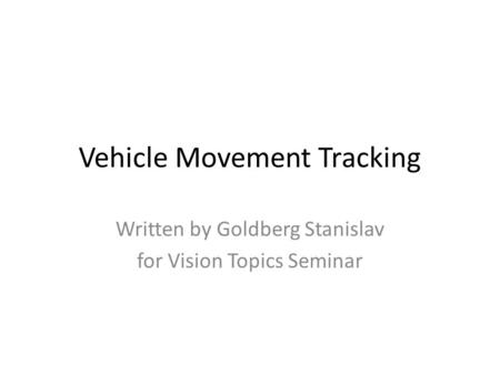 Vehicle Movement Tracking