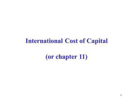 International Cost of Capital