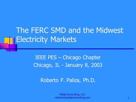 The FERC SMD and the Midwest Electricity Markets