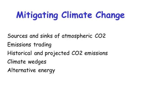 Mitigating Climate Change