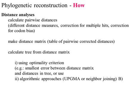 Phylogenetic reconstruction - How