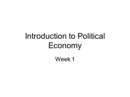 Introduction to Political Economy