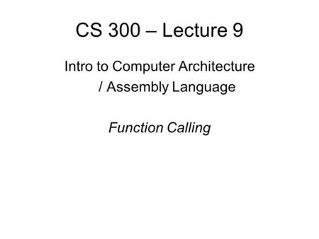 Intro to Computer Architecture