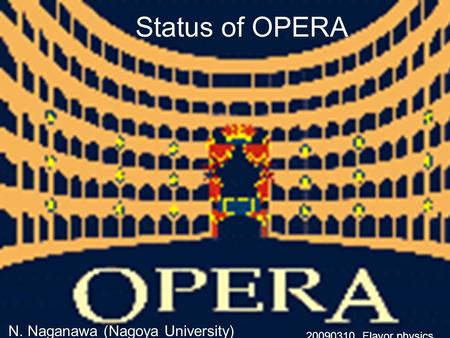 Status of OPERA N. Naganawa (Nagoya University) 20090310 Flavor physics.