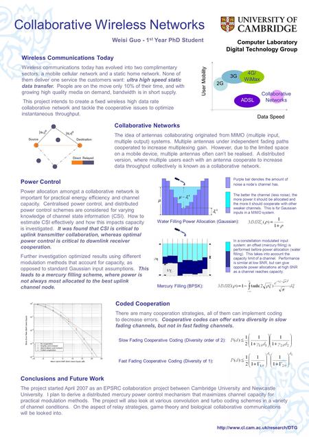 Collaborative Wireless Networks Computer Laboratory Digital Technology Group Wireless Communications Today Wireless communications today has evolved into.