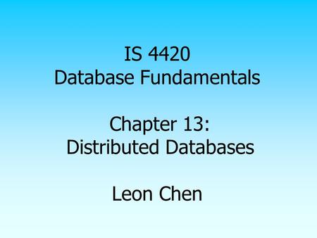 Overview Distributed vs. decentralized Why distributed databases